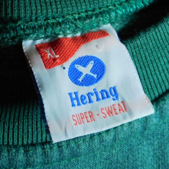 VTG London England Sweatshirt Size XL Green Gold Embroidery Hering Super Sweat - Picture 3 of 4